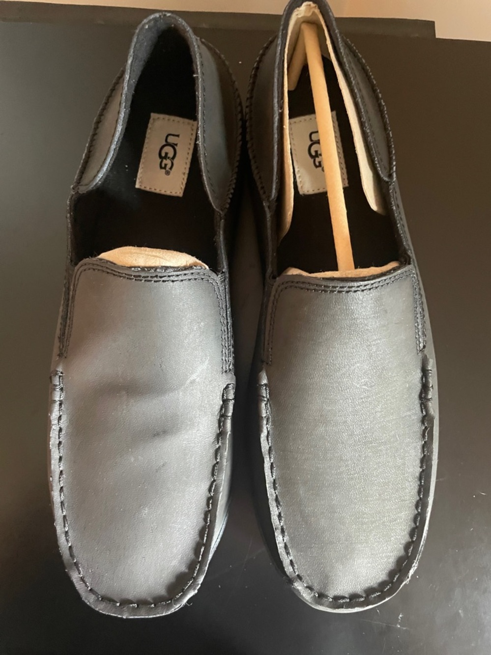 UGG Men’s Black Slip-On Leather Loafers